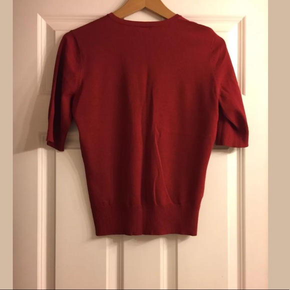 Ann Taylor red cardigan short sleeve - Picture 2 of 4
